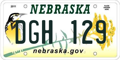 NE license plate DGH129