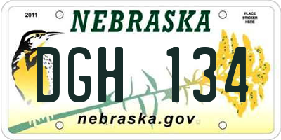 NE license plate DGH134