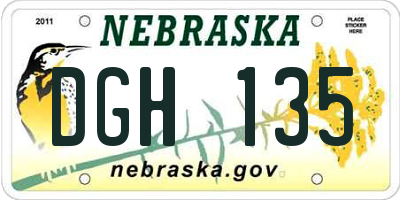 NE license plate DGH135