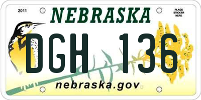 NE license plate DGH136