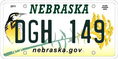 NE license plate DGH149