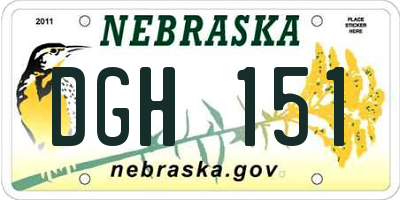 NE license plate DGH151