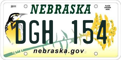 NE license plate DGH154