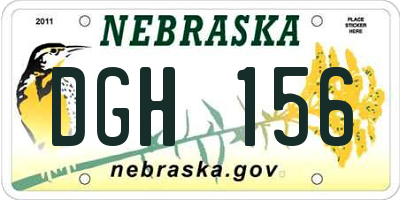 NE license plate DGH156