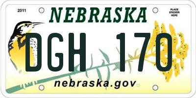 NE license plate DGH170