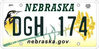 NE license plate DGH174