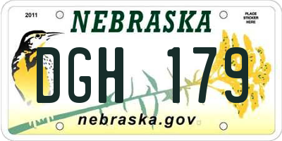 NE license plate DGH179