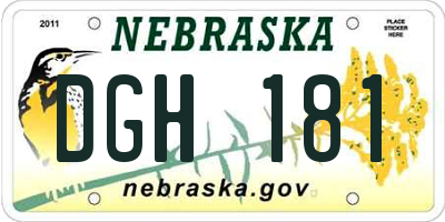NE license plate DGH181