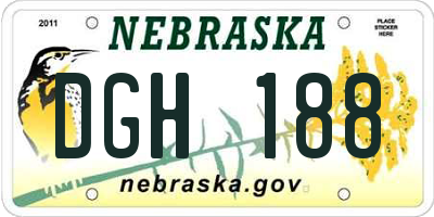 NE license plate DGH188