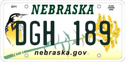 NE license plate DGH189