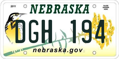 NE license plate DGH194