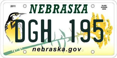 NE license plate DGH195