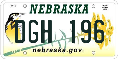 NE license plate DGH196