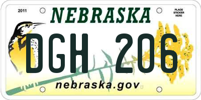 NE license plate DGH206