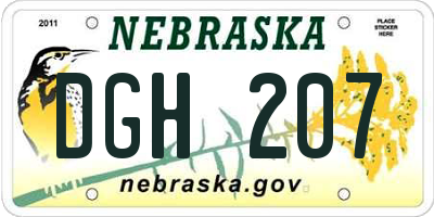 NE license plate DGH207