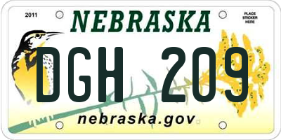 NE license plate DGH209