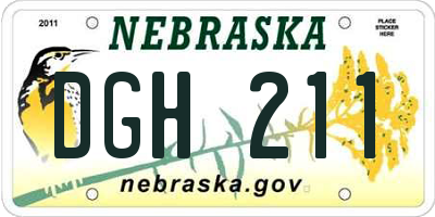 NE license plate DGH211