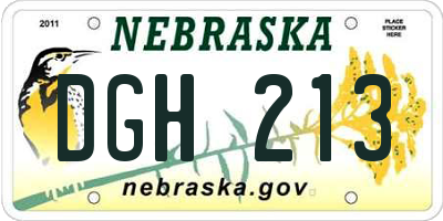 NE license plate DGH213