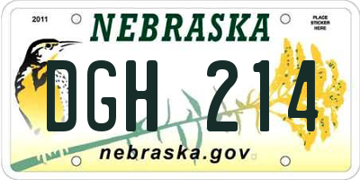 NE license plate DGH214