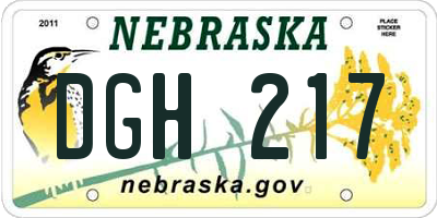 NE license plate DGH217