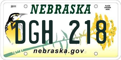 NE license plate DGH218