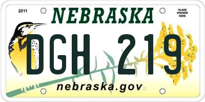 NE license plate DGH219