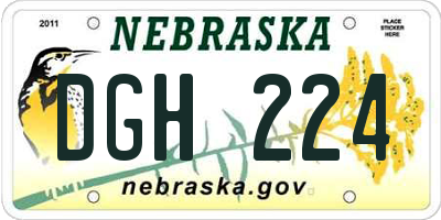 NE license plate DGH224