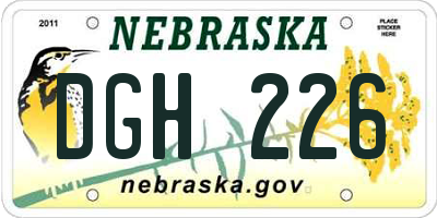 NE license plate DGH226