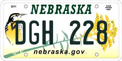 NE license plate DGH228