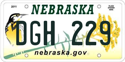 NE license plate DGH229