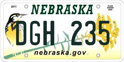 NE license plate DGH235