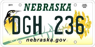 NE license plate DGH236