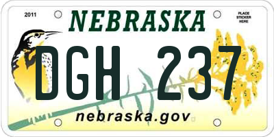 NE license plate DGH237