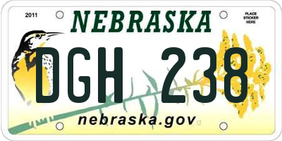 NE license plate DGH238