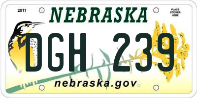 NE license plate DGH239