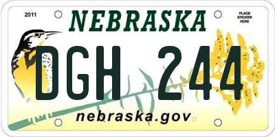 NE license plate DGH244