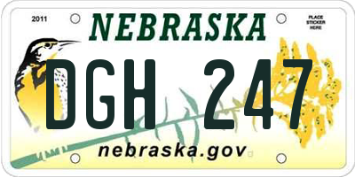 NE license plate DGH247