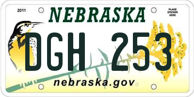 NE license plate DGH253