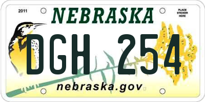 NE license plate DGH254