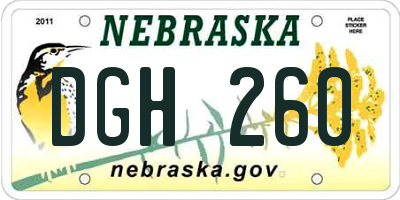 NE license plate DGH260