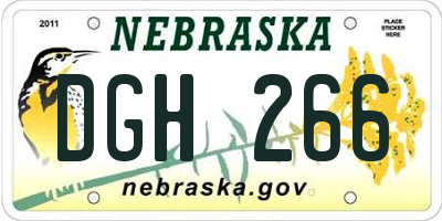 NE license plate DGH266