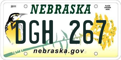 NE license plate DGH267
