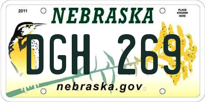 NE license plate DGH269
