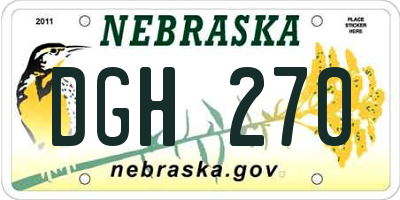 NE license plate DGH270