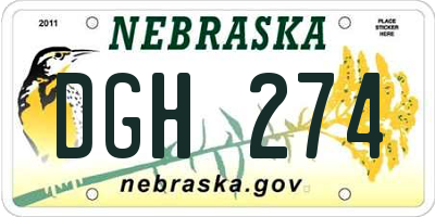 NE license plate DGH274