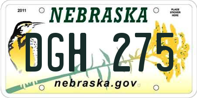 NE license plate DGH275