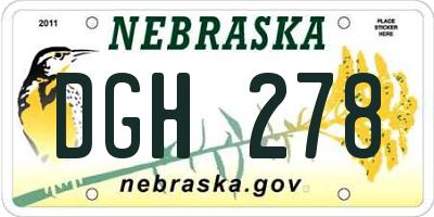 NE license plate DGH278