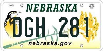 NE license plate DGH281