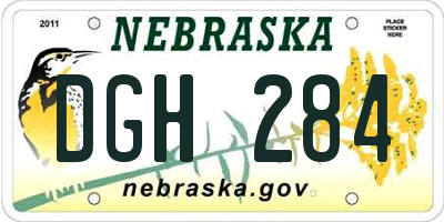 NE license plate DGH284