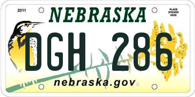 NE license plate DGH286